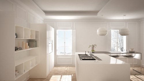 Décoration intérieure de cuisine blanche et moderne